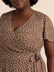 Short Flutter-Sleeve Wrap Dress - Addition Elle