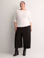 Pintuck Pull-On Crop Culotte Pant