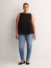 Sleeveless Swing Pintuck Knit Top