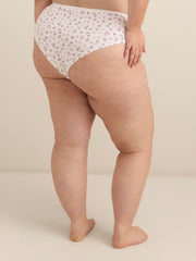 Cheeky White Floral-Print Cotton Brief - ti Voglio