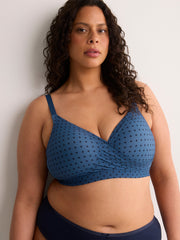 Blue Dotted Wireless Padded Lounge Bra - Déesse Collection