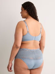 Blue T-Cup Unlined Underwire Lace Bra - Déesse Collection