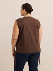 Sleeveless Eyelet Knit Top with Shirred Sides