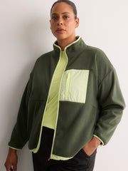 Short Polar Fleece Jacket with Contrast Trim - Active Zone