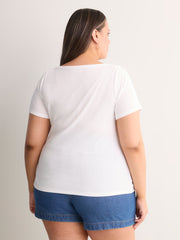 Fitted Boat-Neck Ribbed Knit Baby Tee
