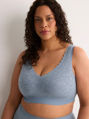 Blue Wireless Padded Scalloped Lace Bra - ti Voglio
