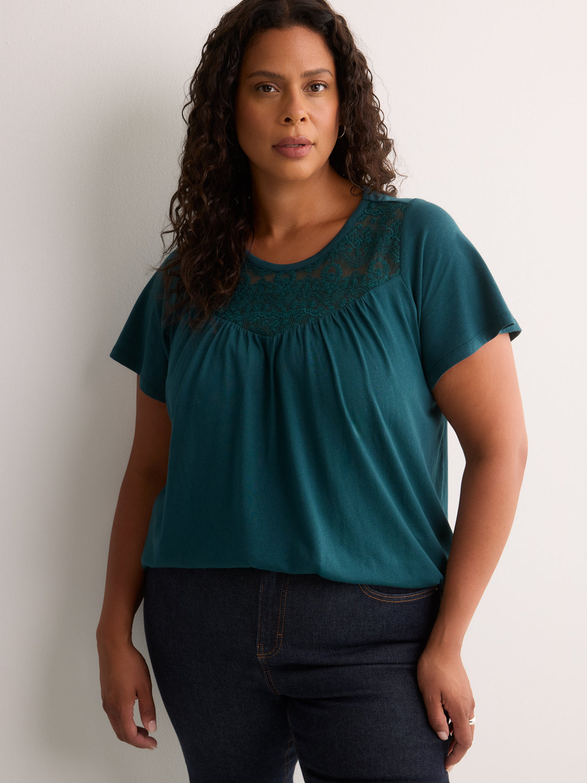 Slight Swing Top with Embroidered Yoke