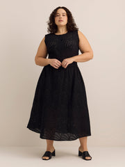 Sleeveless Buttoned Down Eyelet Blouse