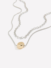 Two-Layer Short Necklace with Golden Pendant