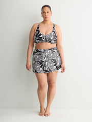 Printed High-Waist Swim Skirt With Built-In Brief