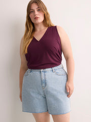 Curvy-Fit High-Rise Denim Shorts