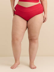 High-Waist Criss-Cross Textured Swim Brief