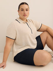 Blue Denim Knit Bike Short