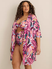 Short Printed Cover-Up Shirtdress