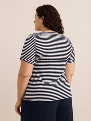 Striped Boat-Neck Rib Knit Baby Tee