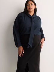 Black Pull-On Pencil Skirt
