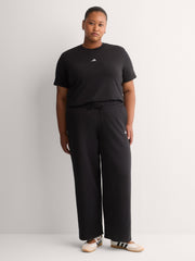 Black Short-Sleeve Crewneck Tee with Small Logo - adidas