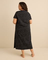 Long Black Sleepshirt with Heart Print - ti Voglio