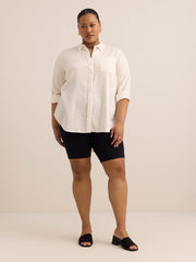 Bike Short with Eyelet Palm Tree Embroidery