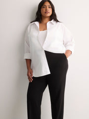 Petite, Black Twill Straight-Leg Savvy II Pant