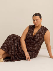 Knotted V-Neck Mesh Maxi Dress - Addition Elle