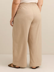 Petite, Solid Linen-Blend Wide-Leg Pant