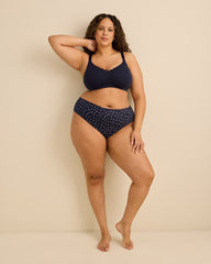 Wireless Navy Cotton Bra with Lace Trim - ti Voglio