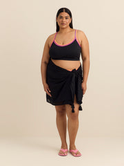 Black Pareo with Tassels Details