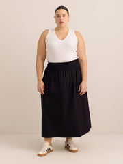 Cotton Poplin Pull-On Maxi Skirt