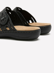 Wide Width, Laurieann Ruby Leather Flat Sandal - Clarks