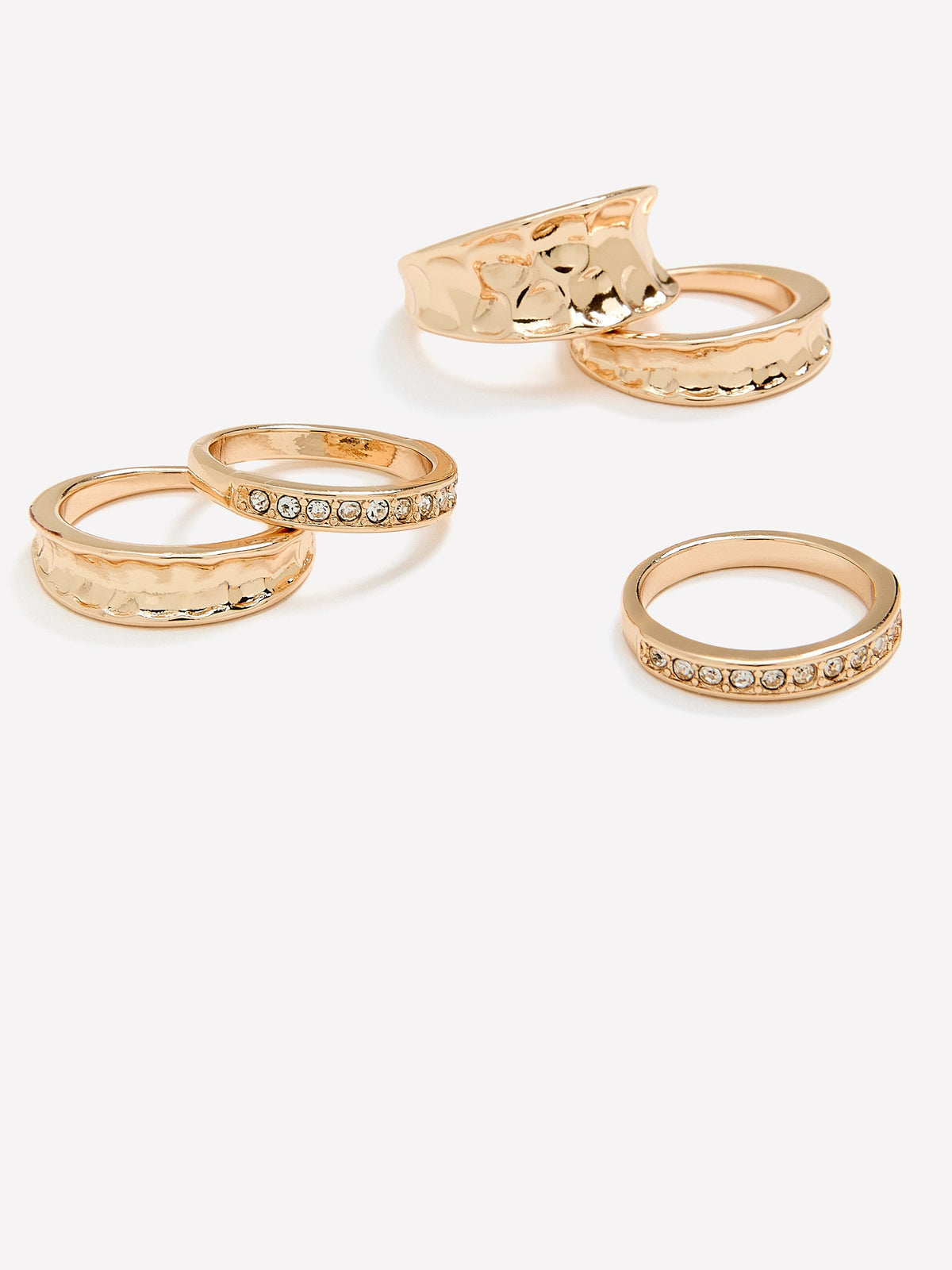Assorted Hammered Golden Rings, Set of 5