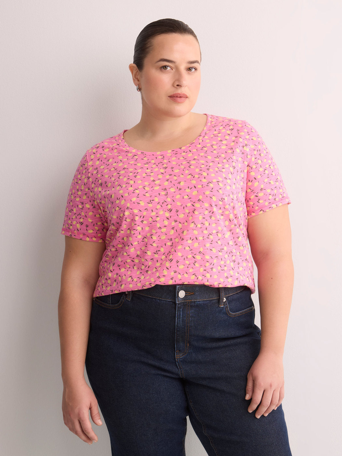 Curvy-Fit Printed Short-Sleeve Crew-Neck Tee