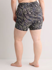 Black Wave-Print Short-Leg Swim Short - Active Zone