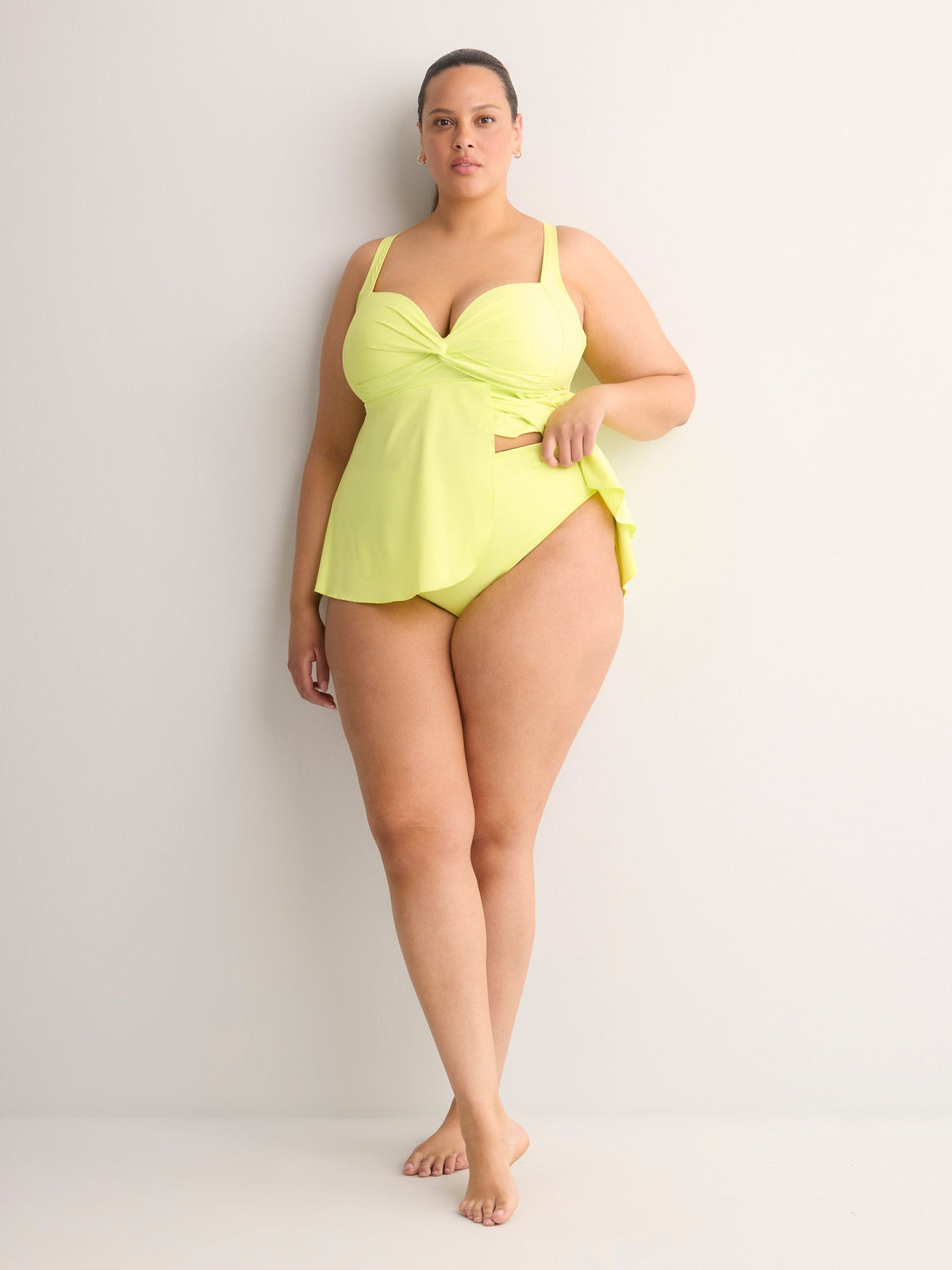 Green/Floral High-Rise Reversible Swim Brief