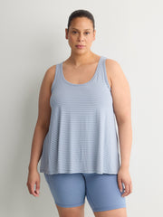 Textured Striped Swing Tank Top with Racerback Fooler - Active Zone