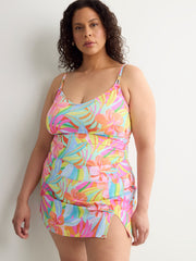 Floral High-Waisted Skirted Swim Brief - Bleu by Rod Beattie