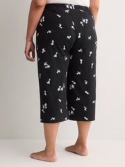 Black Cotton Knit Capri Pyjama Pant with Dalmatian Print - Disney