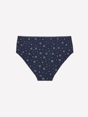 Blue High-Cut Cotton Blend Brief with Heart and Clover Print - tiVOGLIO