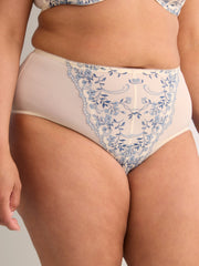 Grey Mesh Brief with Embroidered Front - Déesse