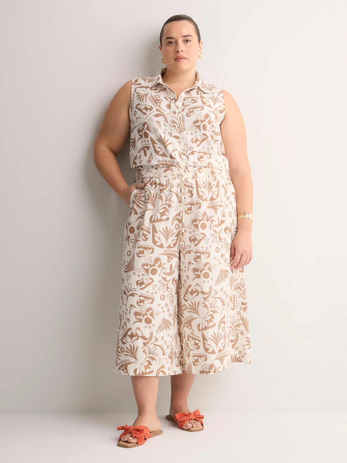 Cotton Pull-On Culotte Pant