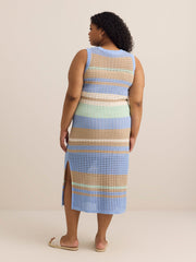Striped Sleeveless Crochet Knit Maxi Dress