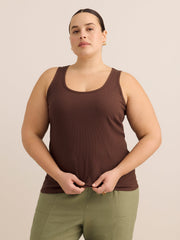 Scoop-Neck Ribbed Knit Fitted Tank Top