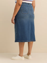 Midi Denim Skirt with Front Buttons - d/C Jeans