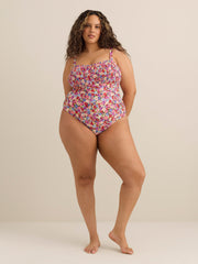 Floral Smocked Bandeau One-Piece Swimsuit
