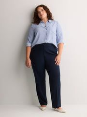 Petite, Navy Curvy Straight-Leg Savvy II Pant
