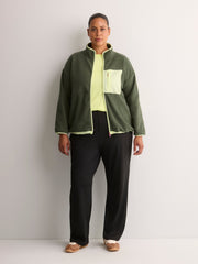 Short Polar Fleece Jacket with Contrast Trim - Active Zone
