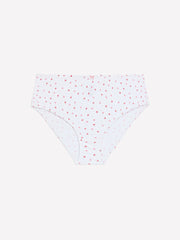 High-Cut White Strawberry-Print Cotton Brief - ti Voglio