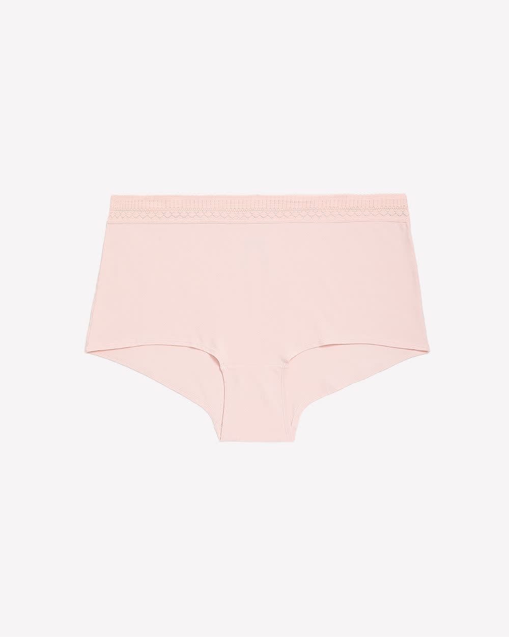 Pink Cotton Boyshort with Lace Waistband - tiVOGLIO