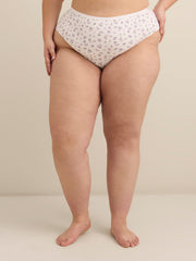 Cheeky White Floral-Print Cotton Brief - ti Voglio