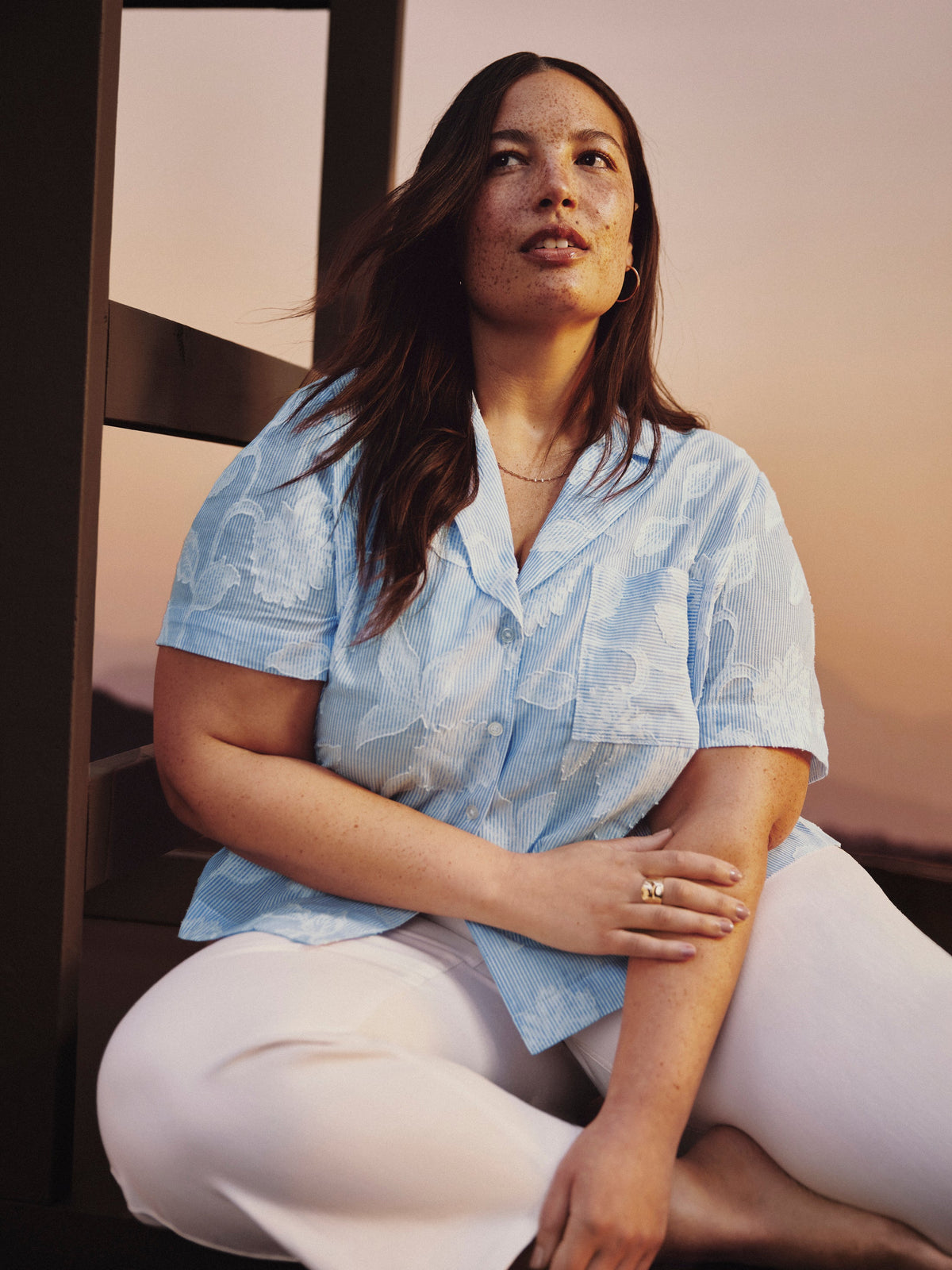 Camp Collar Loose Cotton Blouse